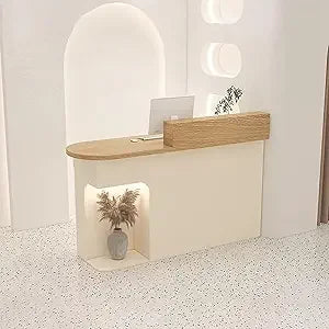 Reception Desk Checkout Counter Oval Desktop with Lockable Drawers