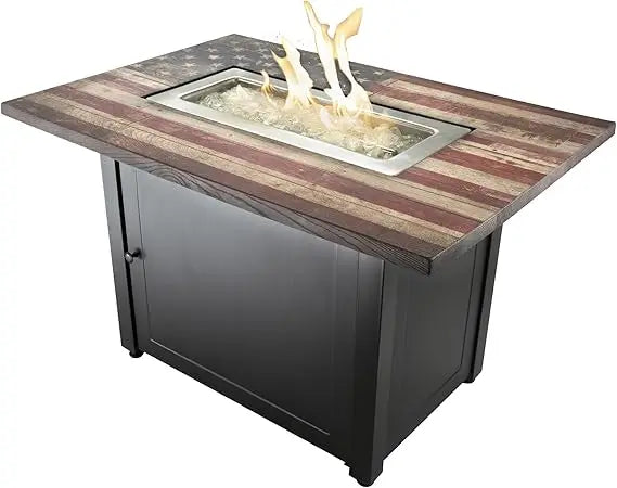 Americana Rectangular 40,000 BTU Outdoor LP Gas Fire Pit with Glass