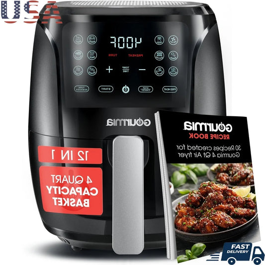 Ljustra 4 Qt Digital Air Fryer Guided Cooking Nonstick Basket 12 Functions