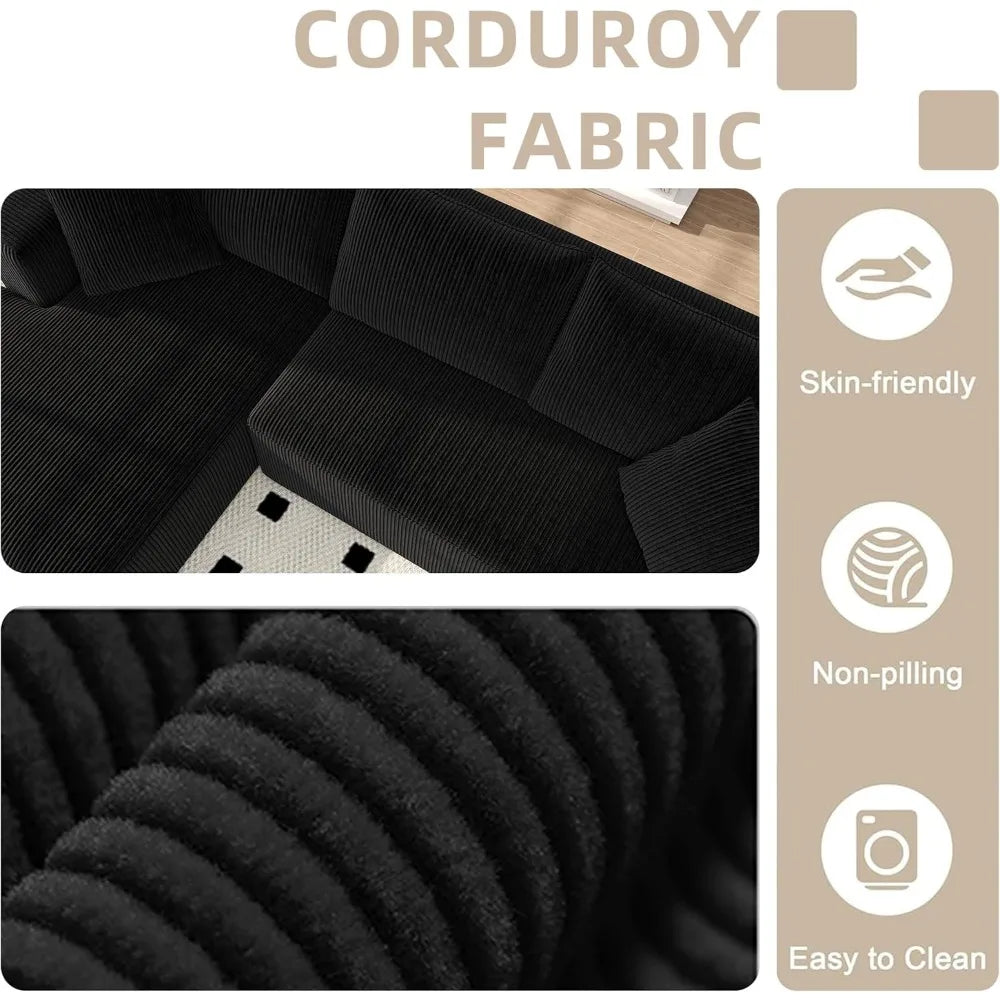 Ljustra Sectional Couch 5 Seat Sofa Corduroy Modern Design