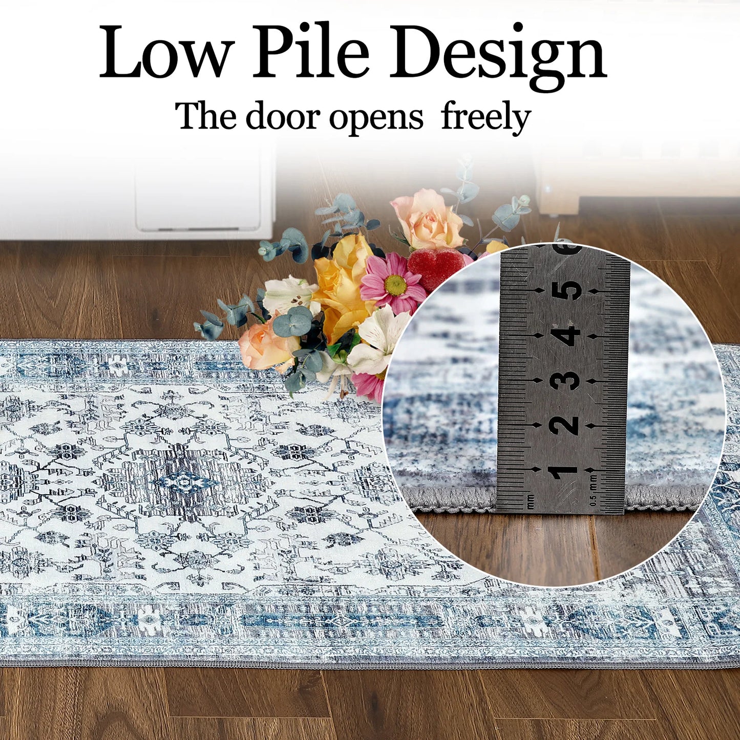 Ljustra Area Rug 122x183cm Washable Boho Entryway Doormat Vintage Carpet