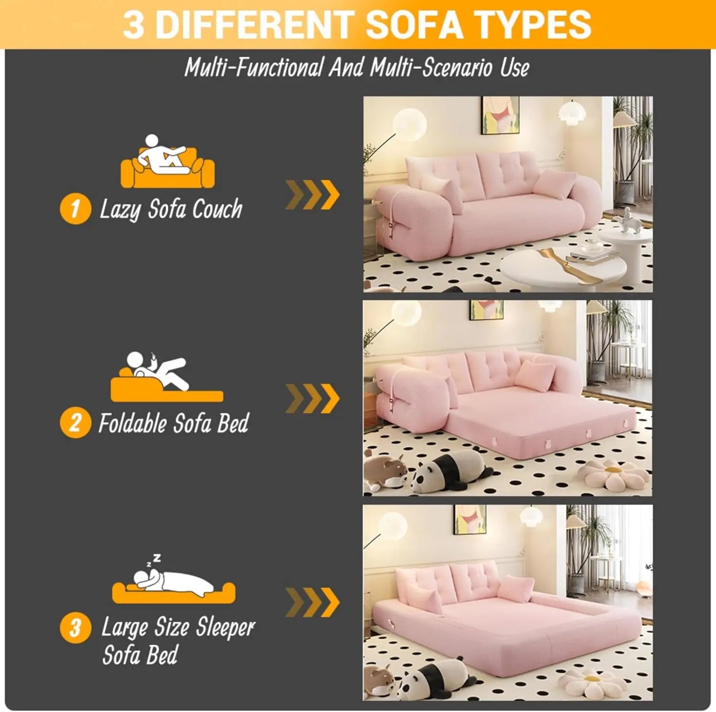 Ljustra Convertible Folding Sofa Bed Memory Foam Sleeper Couch
