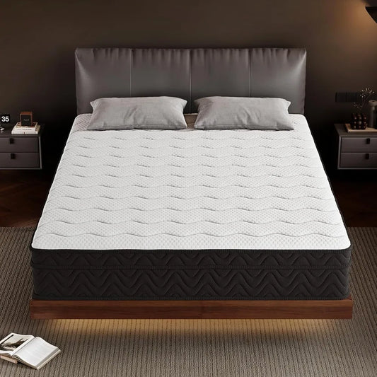 Ljustra Queen Mattress 10in Deluxe Hybrid Memory Foam Pocket Spring