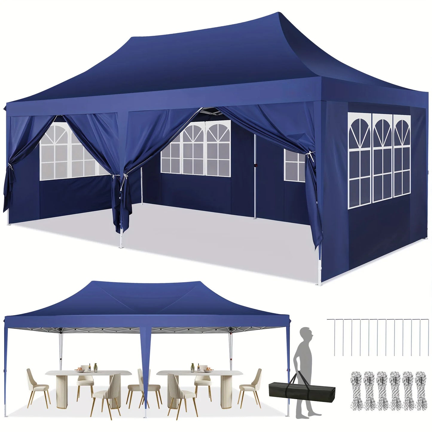 10x20 Pop Up Canopy Tent Wedding Party Outdoor Gazebo with Sidewalls