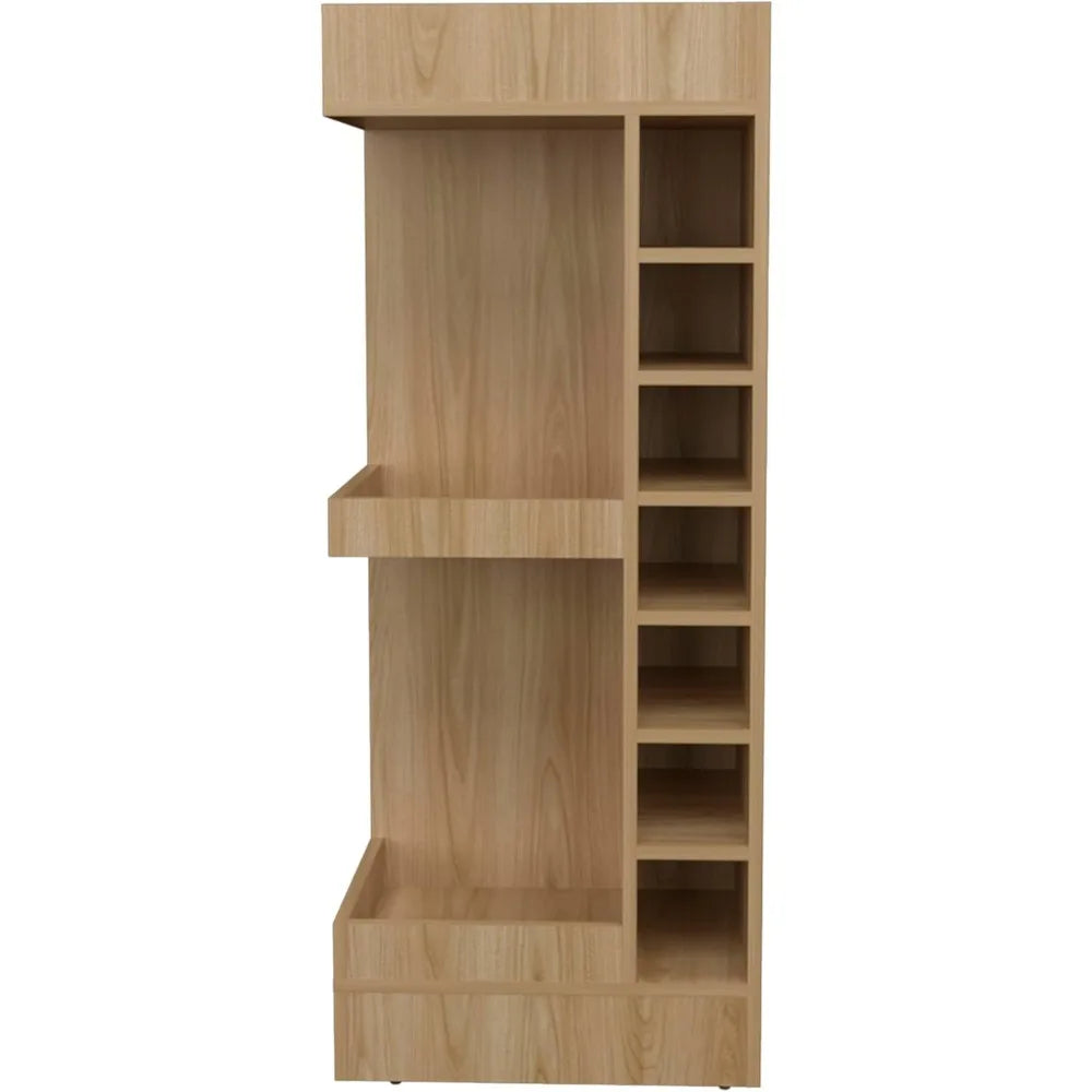 46 Inch Tall 3-Tier Corner Bar Cabinet with 14 Wine Bottle Slots Storage