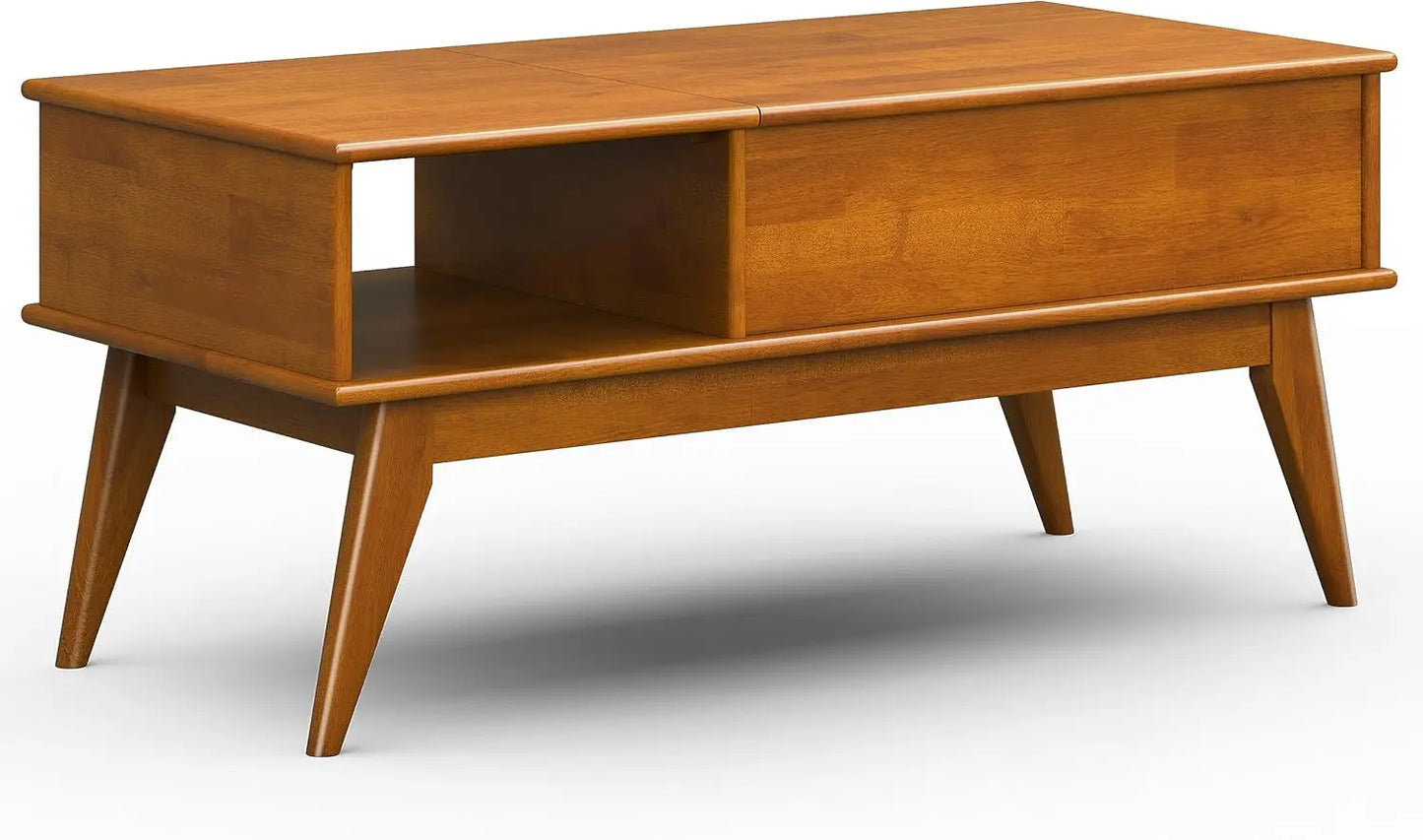 Draper Solid Hardwood 48 Inch Rectangle Mid Century Modern Coffee Table