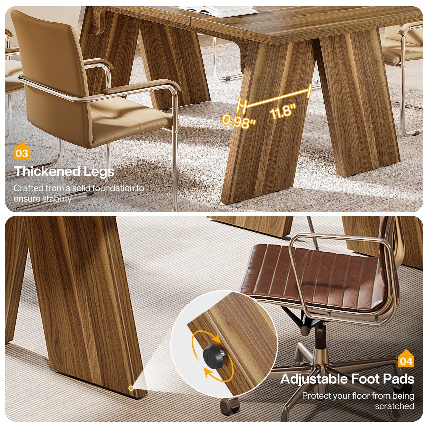 Ljustra 70.9 Inch Executive Office Desk Large Computer Desk Solid Wood