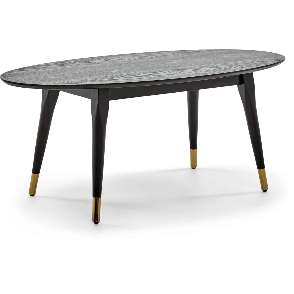Midcentury Modern Oval Coffee Table Brass Feet Easy Assembly Living Room