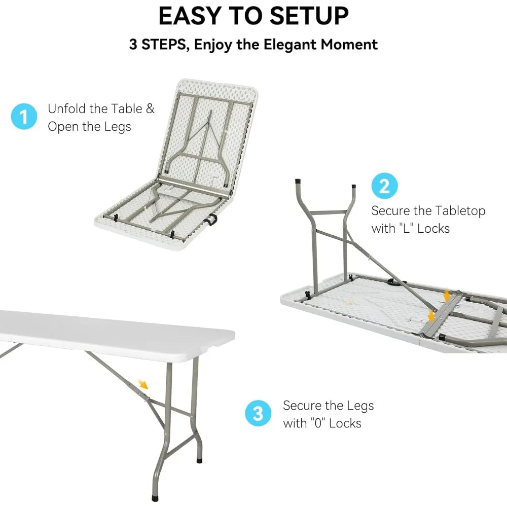 5 Pack 6 Foot Foldable Table Heavy Duty Portable Perfect for Events