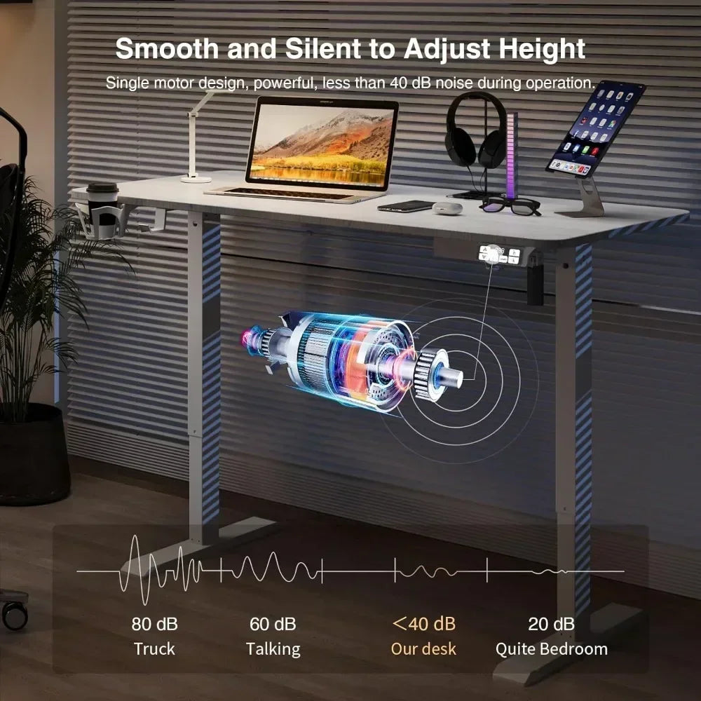 Adjustable Electric Standing Desk Sit Stand Home Office Workstation 63x24