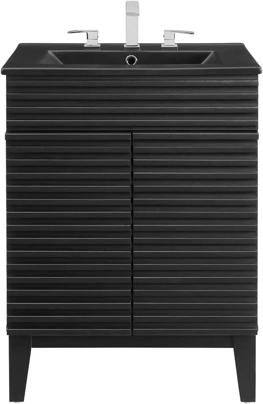 Render 24 Inch Bathroom Vanity Sink Modern Black Wood Cabinet