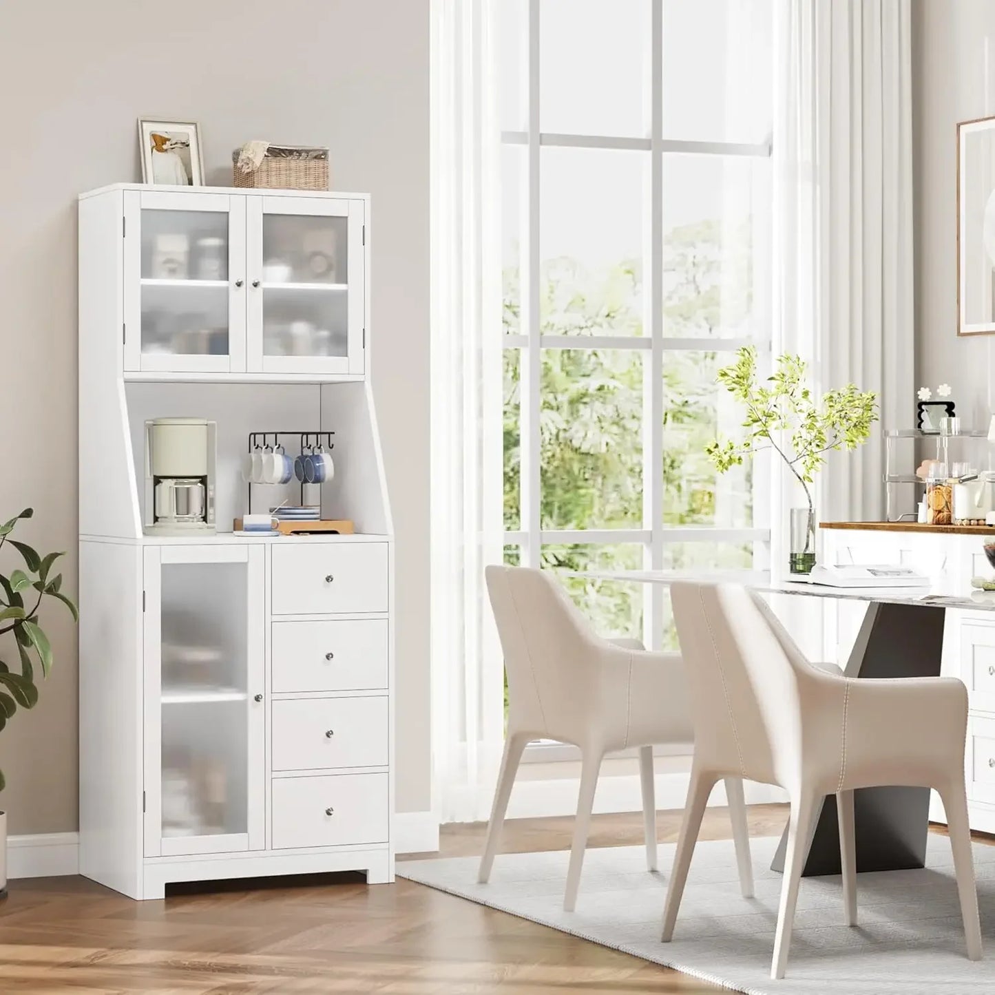 64 Inch Kitchen Storage Cabinet Pantry Hutch with Adjustable Shelves