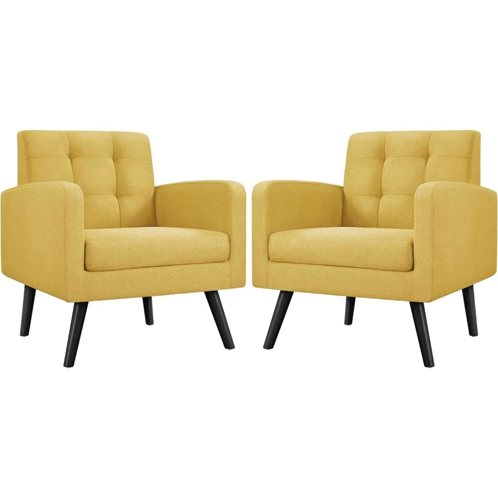 Mid-Century Accent Chairs Modern Upholstered Living Room Armchair Set of 2