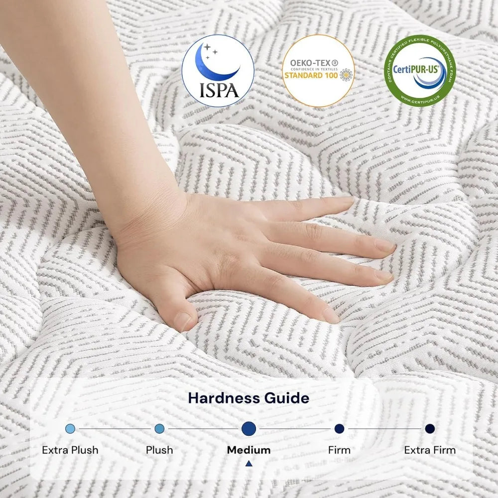 Ljustra Queen 12 Inch Hybrid Mattress Memory Foam Bed in a Box