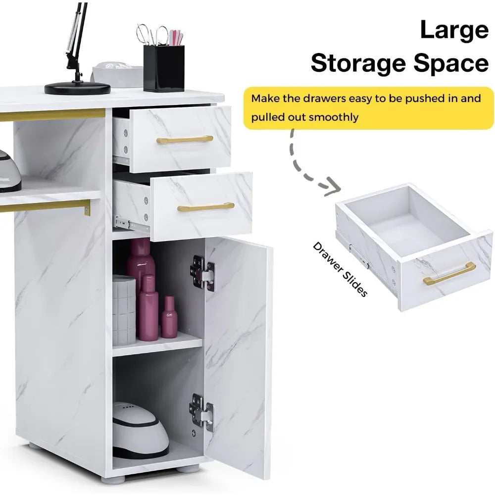 Professional Manicure Table with Dust Collector and Storage Solutions