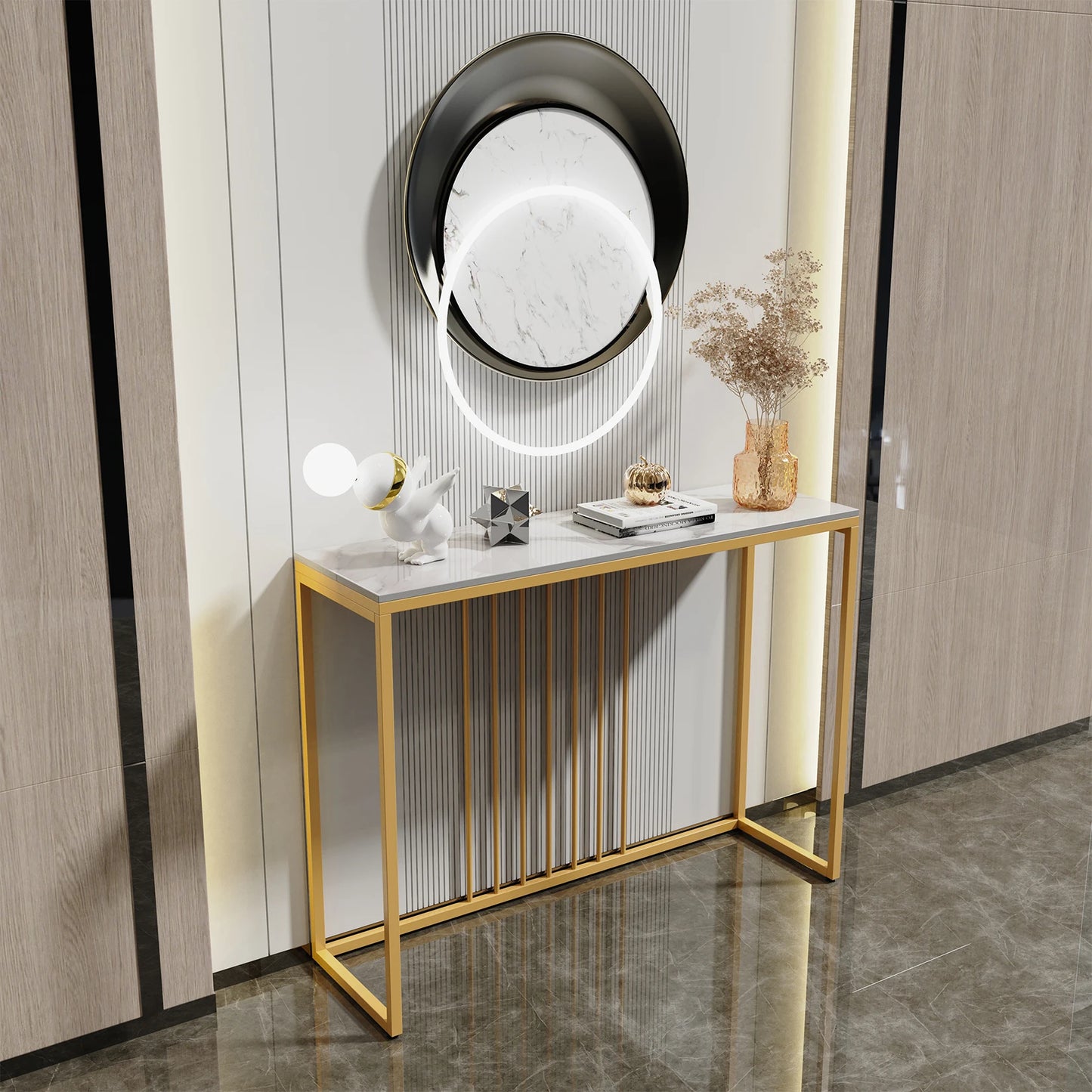 Modern Accent Console Table Storage Display Shelf for Entryway Living Room