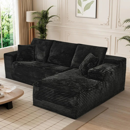 Ljustra 107" Modular Cloud Sectional Sofa Deep Seat Corduroy L-Shaped Couch