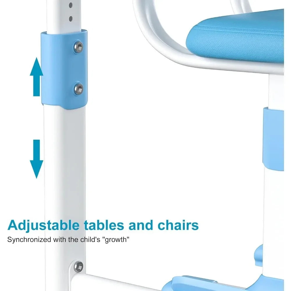 Kids Desk and Chair Set Adjustable Height with Storage for Learning