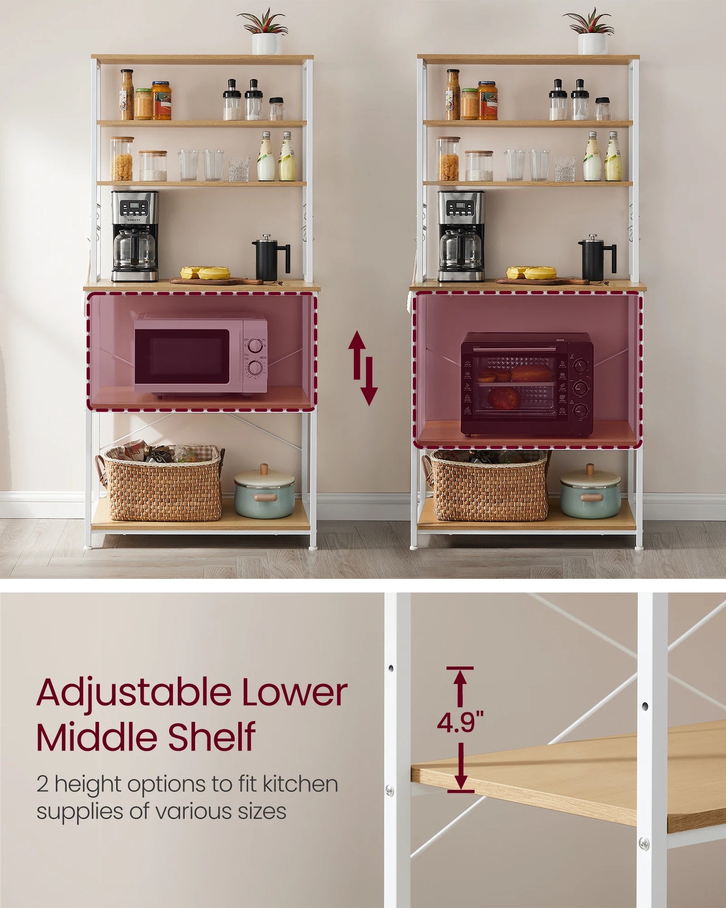 VASAGLE Coffee Bar Baker's Rack 31.5 Inch Kitchen Storage Organizer