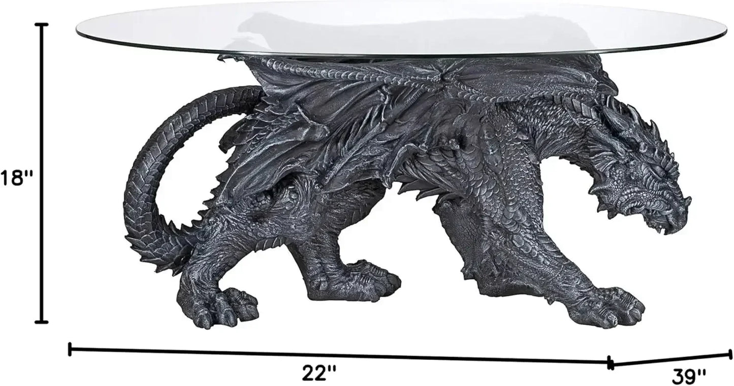 Warwickshire Dragon Gothic Coffee Table Polyresin Glass 39 Inch