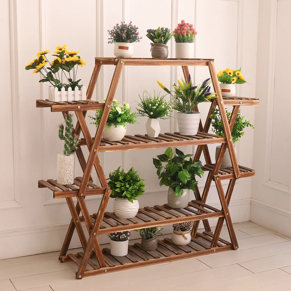 Extra Large Multi Tier Wood Flower Rack Plant Stand Indoor Outdoor