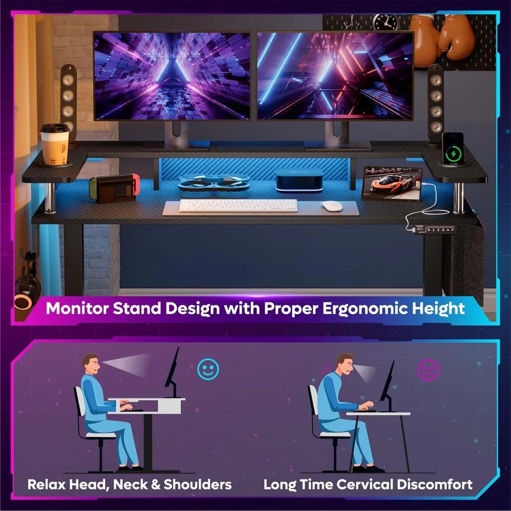 LED Electric Standing Desk Adjustable Height Ergonomic Home Office