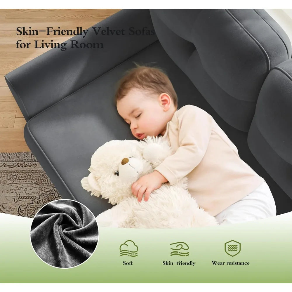 Ljustra Small Velvet Loveseat Sofa 48 Inch Comfy Couch for Bedroom