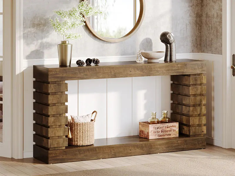 70.8-Inch Console Table Narrow Entryway Sofa Table with Storage