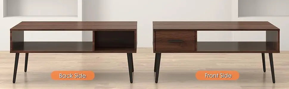 Mid Century Modern Coffee Table with Storage for Living Room