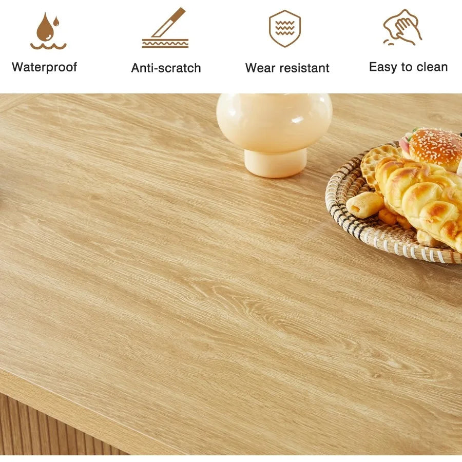 70.8 Inch Oval Kitchen Dining Table for 4-6 People Modern Farmhouse