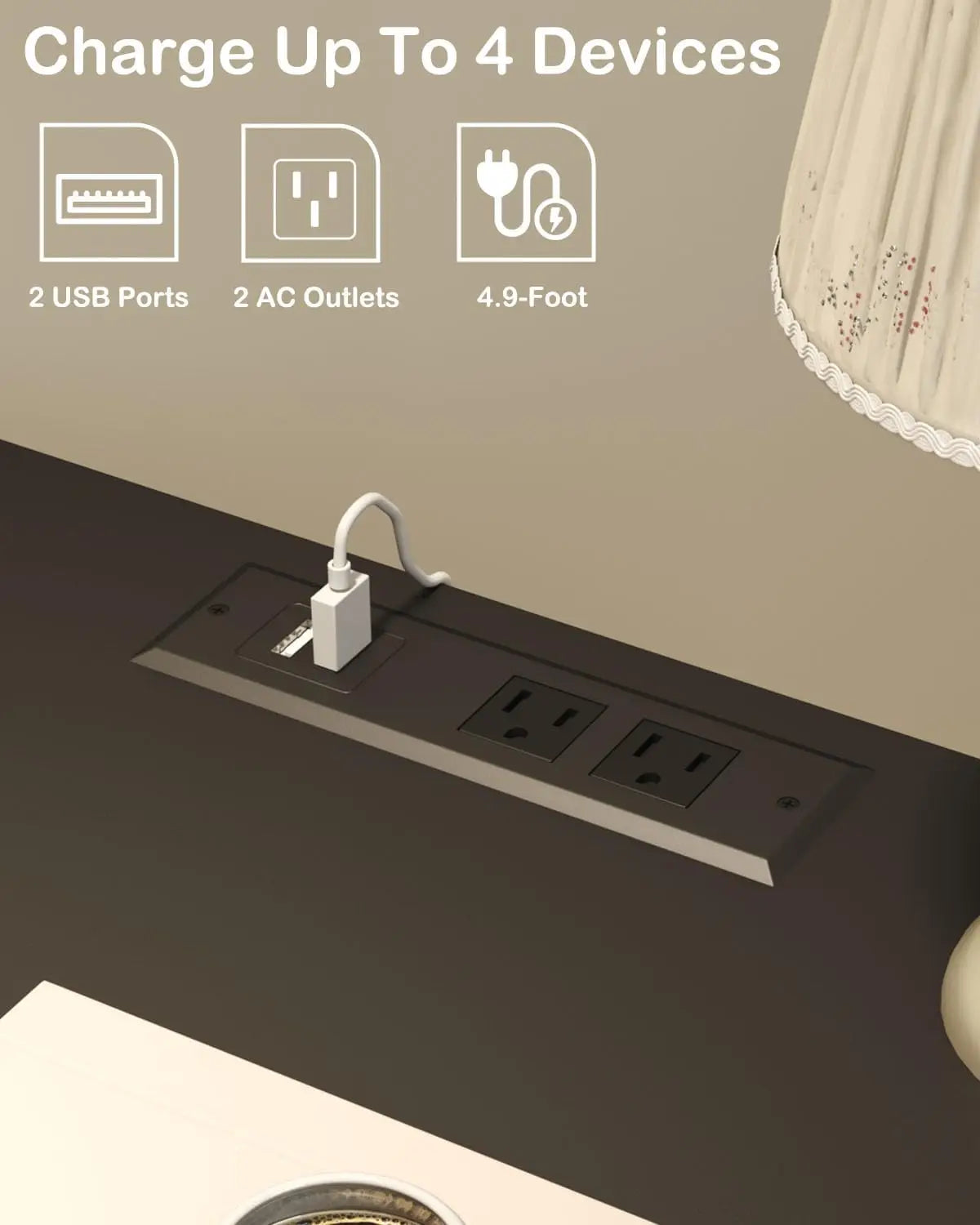 LED Nightstand with Charging Station and Drawers for Bedroom Decor