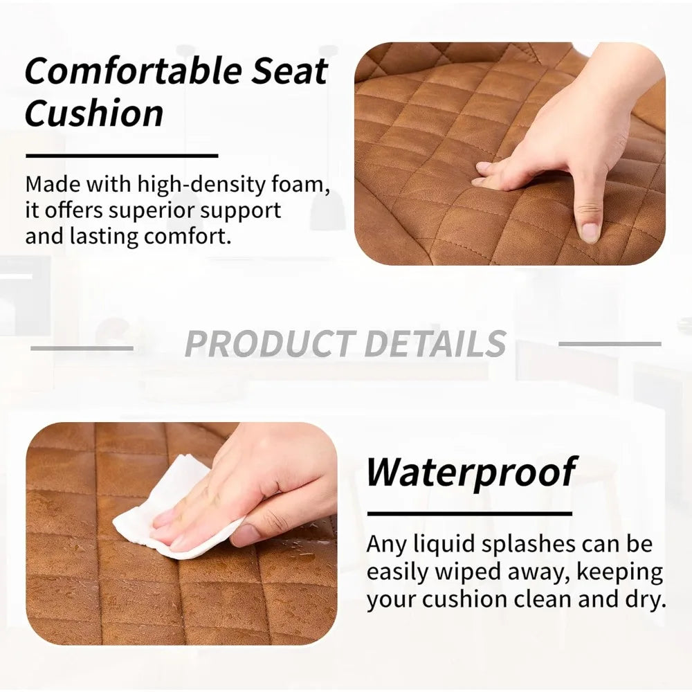 Set of 3 Adjustable Brown Swivel Bar Stools with Back for Home Bar