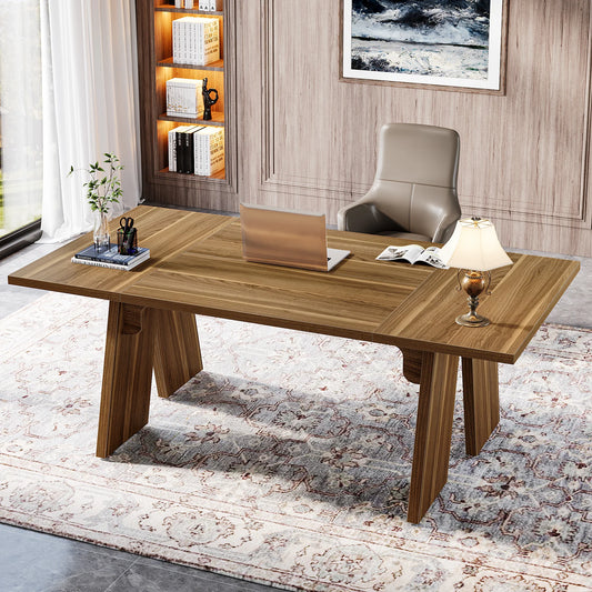 Ljustra 70.9 Inch Executive Office Desk Large Computer Desk Solid Wood