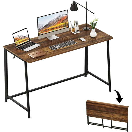 Folding Desk 47.2 Inch Space Saving Computer Table Office Workstation