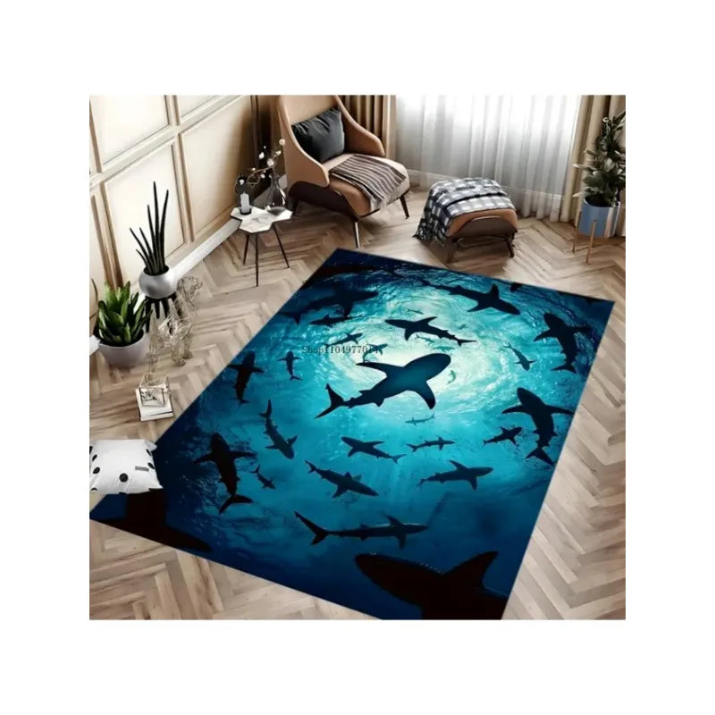 Shark Contour Anti-Slip Area Rug for Bedroom Living Room Garden Mat