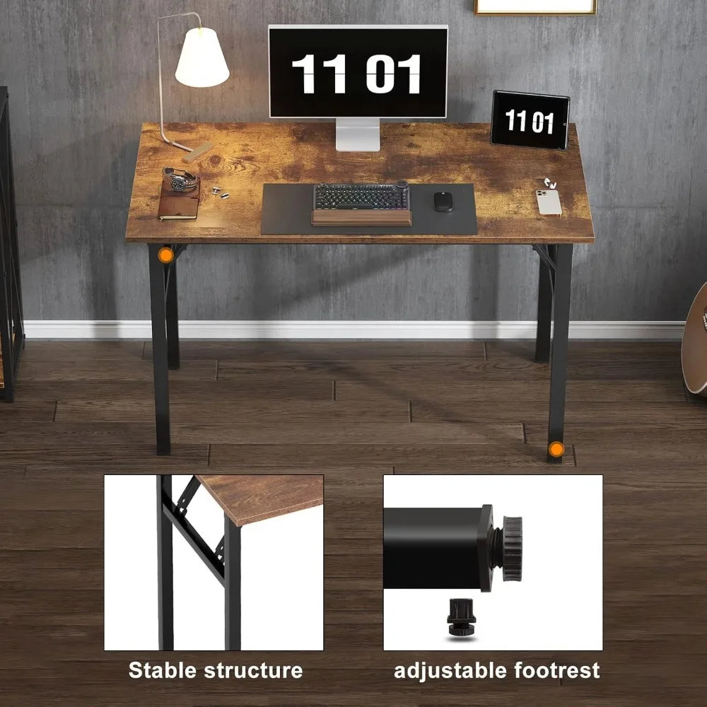 Ljustra 47 Inch Folding Computer Desk Office Desk BIFMA Certified Rustic Brown