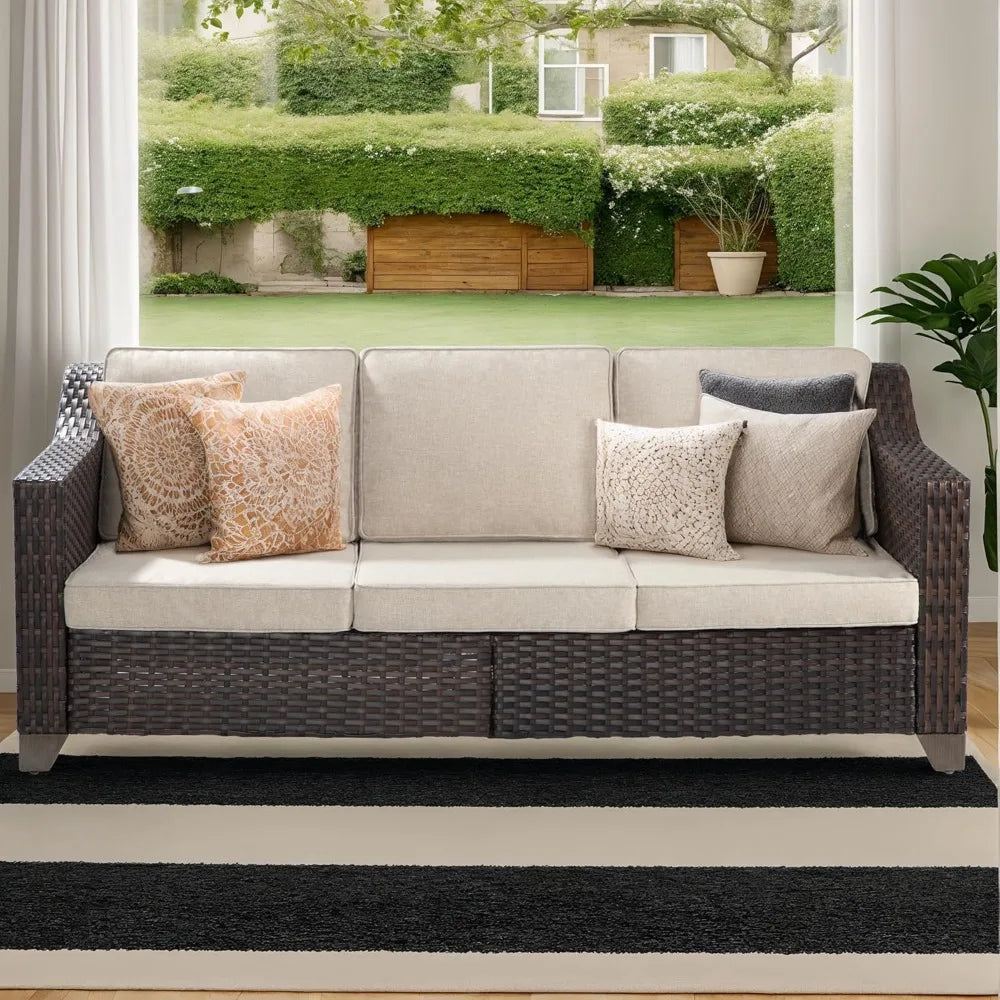 Ljustra All Weather Outdoor 3-Seat Sofa Premium Cushions Patio Couch