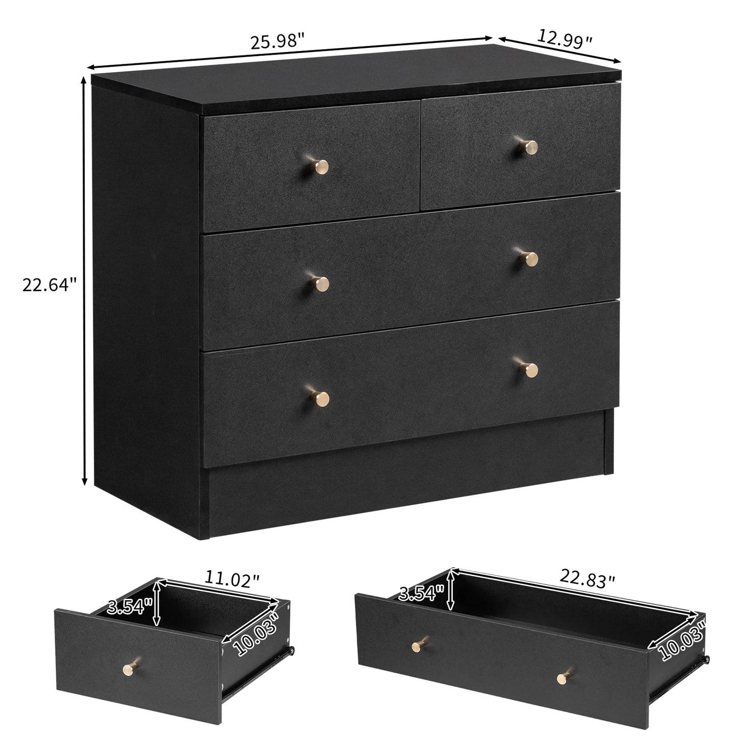 Modern Simple 4 Drawer Dresser Storage Unit for Bedroom Living Room
