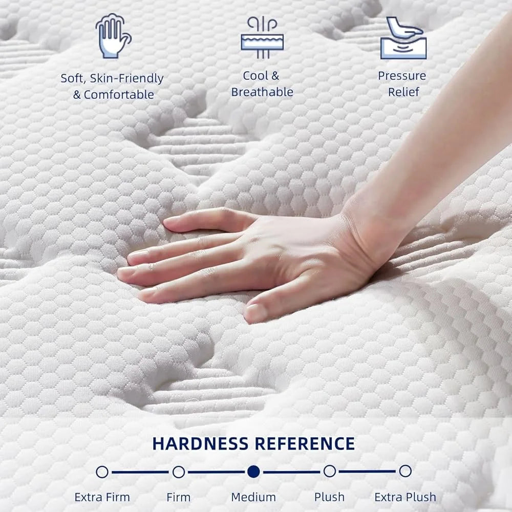 Ljustra 14 Inch Medium Firm Queen Mattress Hybrid Gel Memory Foam Back Pain Relief