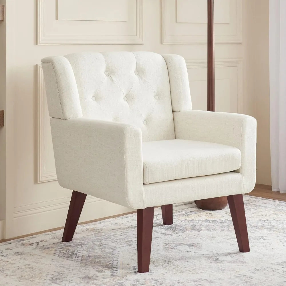 Ljustra Button-Tufted Accent Chair Mid Century Modern Upholstered