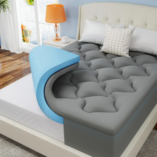Ljustra 4 Inch Dual Layer Gel Memory Foam Mattress Topper for Back Support