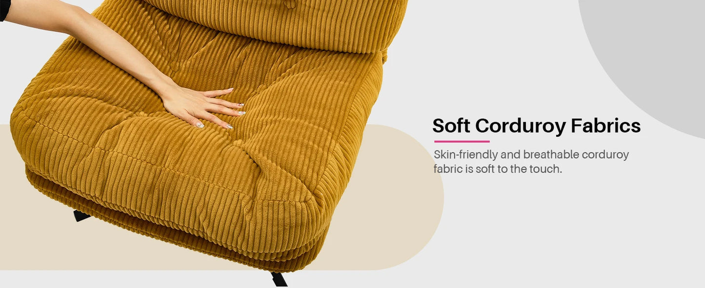 Ljustra Modern Foldable Accent Chair 360° Swivel Upholstered Lounge