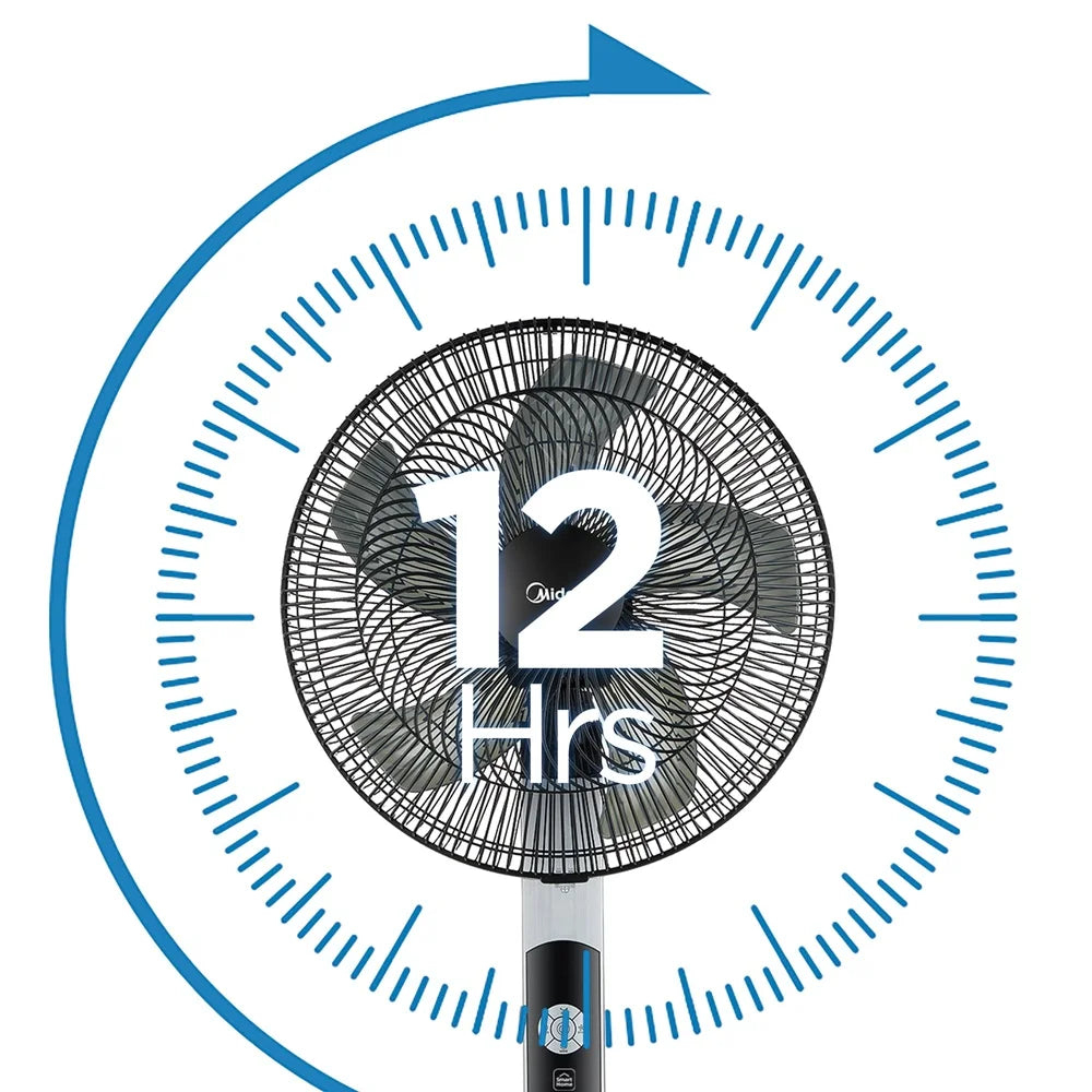 16 Inch Smart Pedestal Fan with 12 Speed Settings Wi-Fi Control Adjustable Height 12 Hour Timer Quiet Operation Remote Included