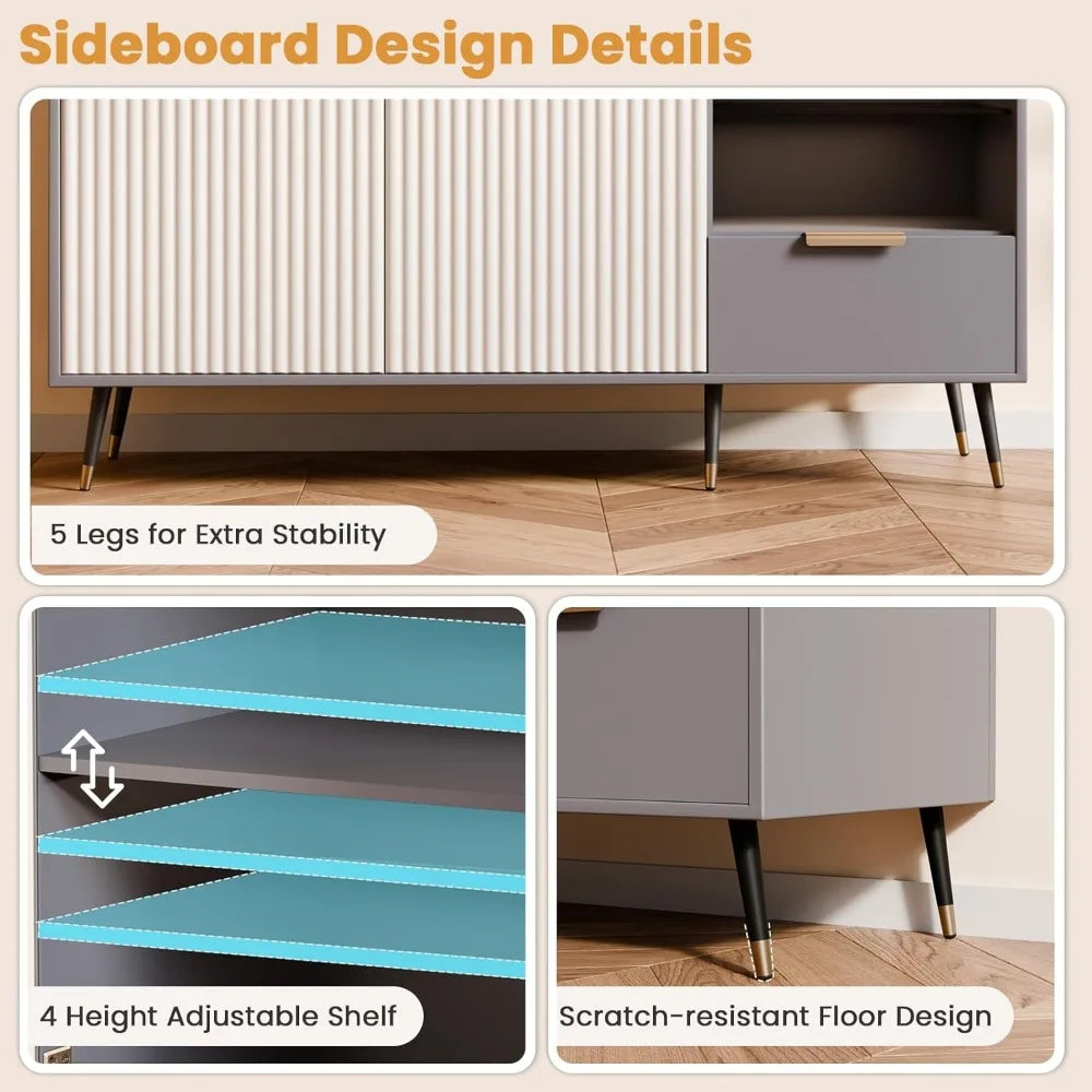 Sideboard Cabinet 2 Doors Drawer Buffet Coffee Bar Storage Adjustable Shelves