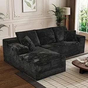 Ljustra 107" Modular Cloud Sectional Sofa Deep Seat Corduroy L-Shaped Couch