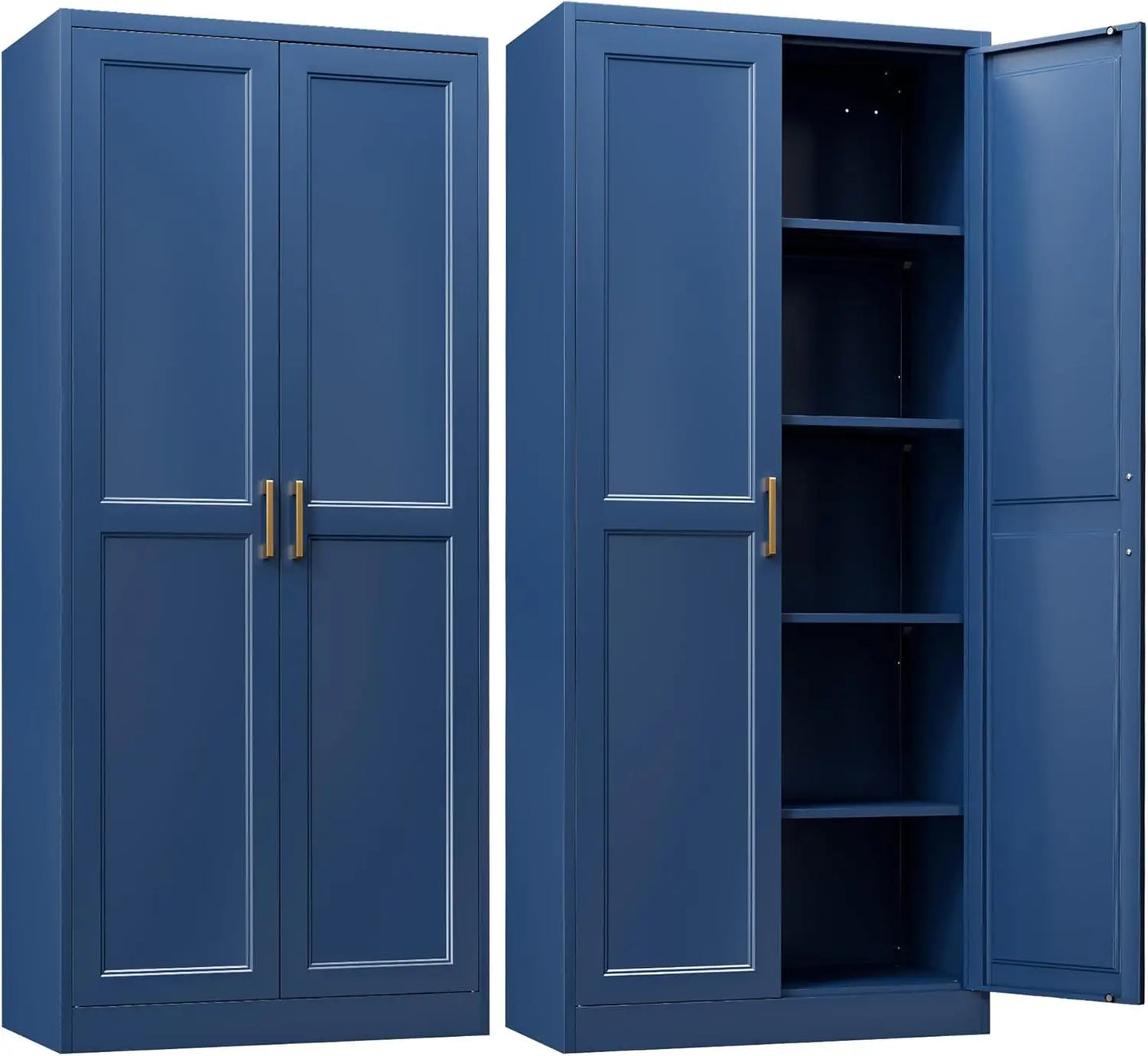 Kitchen Pantry Cabinet 71 Inch Metal Storage with Doors and Adjustable Shelves