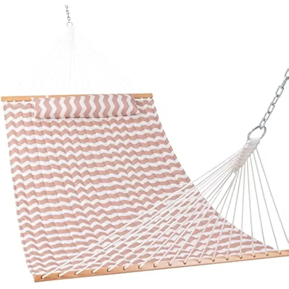 12FT Double Quilted Hammock with Spreader Bars Detachable Pillow