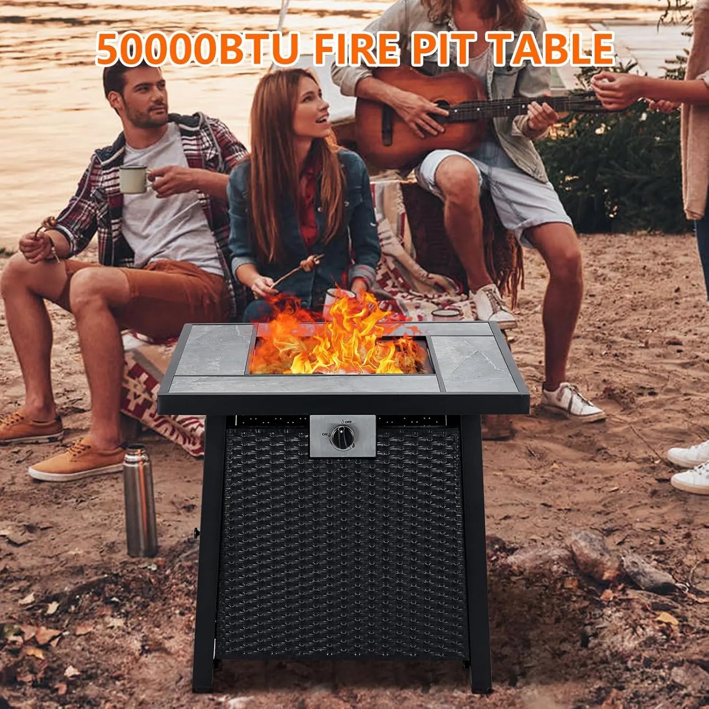 28 Inch Outdoor Fire Pit Table 50000 BTU Propane Fire Pit for Patio