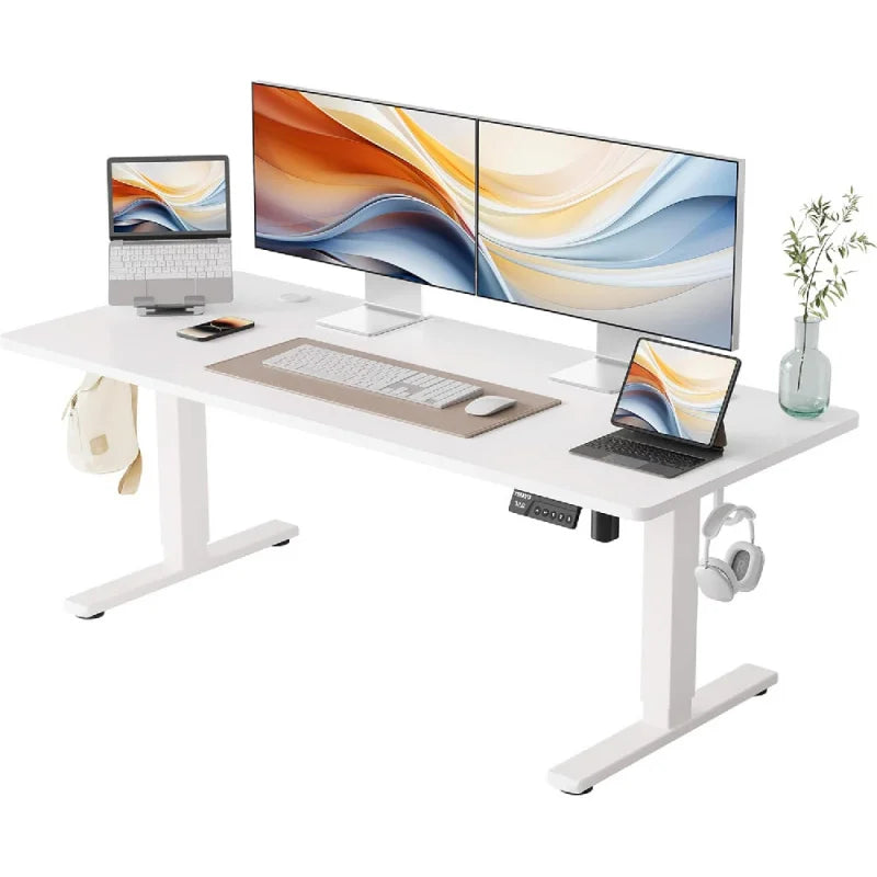 Low Height Adjustable Electric Desk for Short People 55x24 Inches
