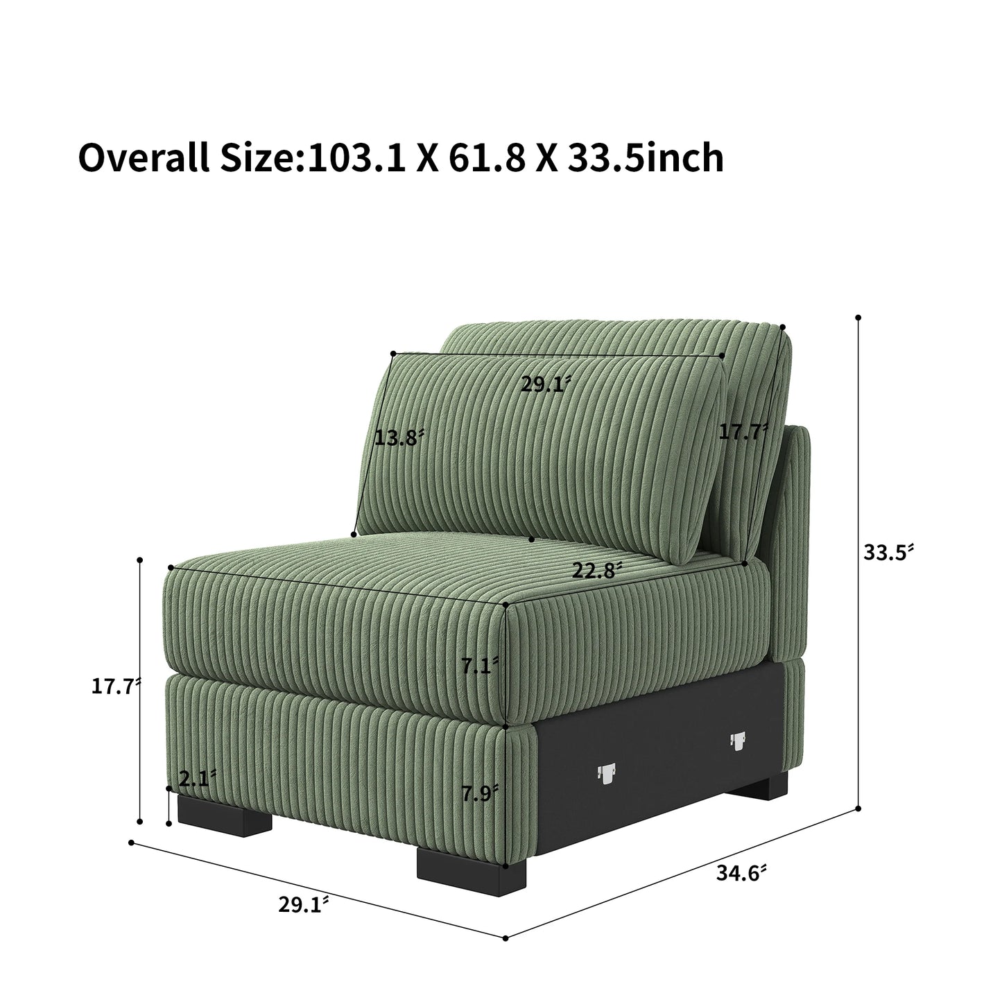 Corduroy Modular Sectional Sofa Modern Cloud Couch Living Room Furniture